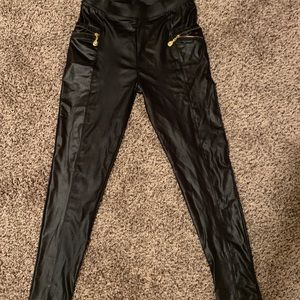 Faux leather tights
